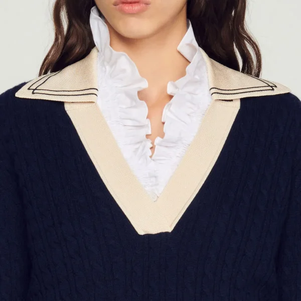 Outlet Cable Knit Sweater With Low Neckline Women Sweaters & Cardigans