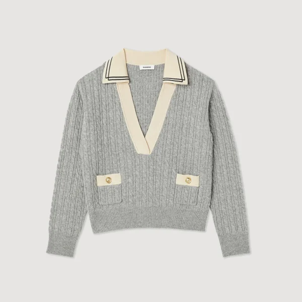 New Cable Knit Sweater With Low Neckline Women Sweaters & Cardigans