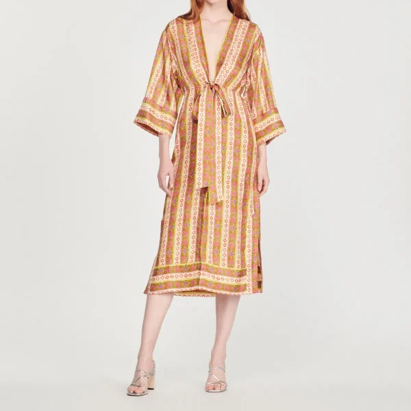 Cheap Caftan Dress With Flower Stripes Print Women Dresses