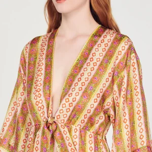 Cheap Caftan Dress With Flower Stripes Print Women Dresses