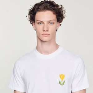 Cheap Cotton T-Shirt With Tulip Embroidery Men T-Shirts & Polos