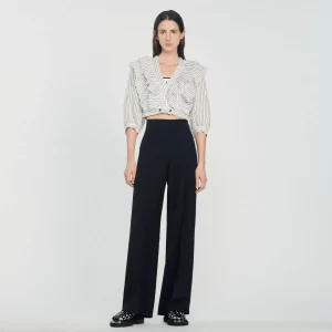 Store Cropped Linen Top With Stripes Women Tops & Shirts