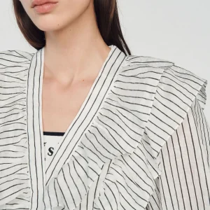 Store Cropped Linen Top With Stripes Women Tops & Shirts