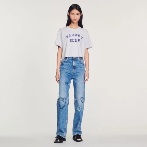 Flash Sale Cropped Sandro Club T-Shirt Women T-Shirts