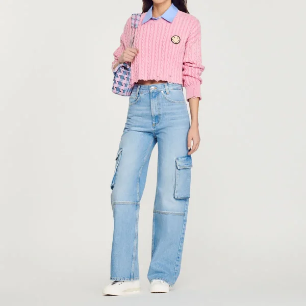 Outlet Cropped Smiley&Copy; Sweater Women Sweaters & Cardigans