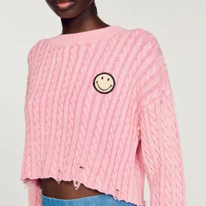 Outlet Cropped Smiley&Copy; Sweater Women Sweaters & Cardigans