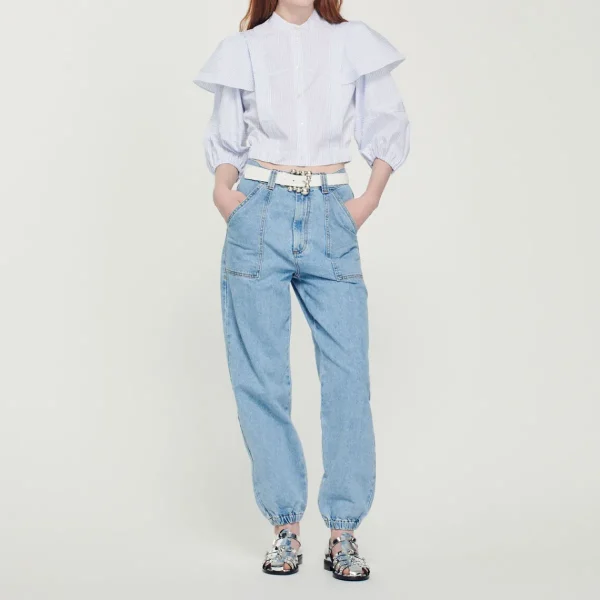 Store Cropped Striped Shirt Women Tops & Shirts