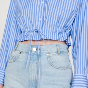 New Cropped Striped Shirt Women Tops & Shirts