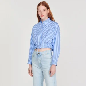 New Cropped Striped Shirt Women Tops & Shirts