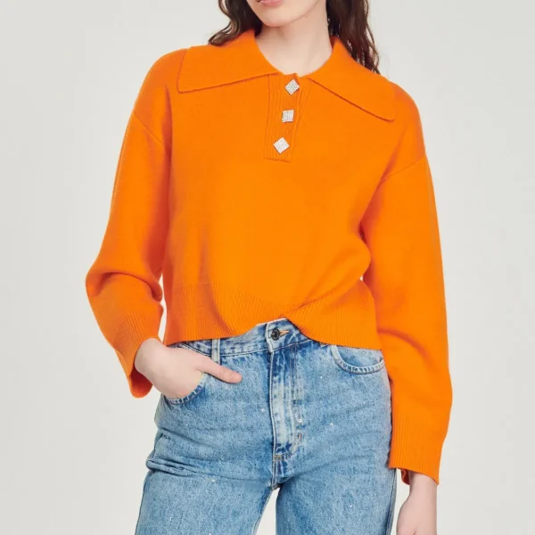 Discount Cropped Sweater With Jewel Buttons Women Sweaters & Cardigans