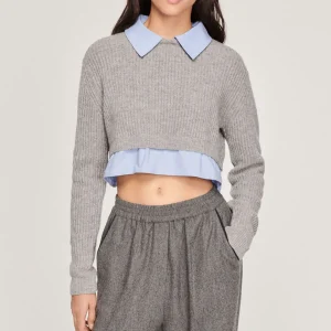 Fashion Cropped Trompe-L'Oeil Sweater Women Sweaters & Cardigans