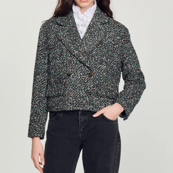 Flash Sale Cropped Tweed Jacket Women Matching Sets