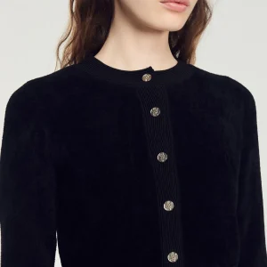 New Cropped Velvet-Effect Cardigan Women Sweaters & Cardigans