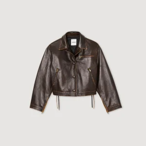 Discount Distressed Leather Jacket Women Jackets & Blazers