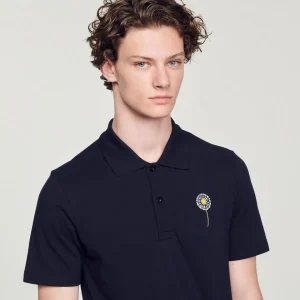 Shop Embroidered Dandelion Polo Shirt Men T-Shirts & Polos