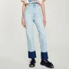 Discount Faded Jeans With Contrasting Cuffs Women Jeans