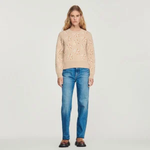 Outlet Floral Jacquard Knit Sweater Women Sweaters & Cardigans