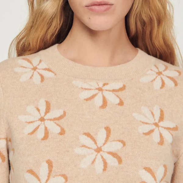 Outlet Floral Jacquard Knit Sweater Women Sweaters & Cardigans