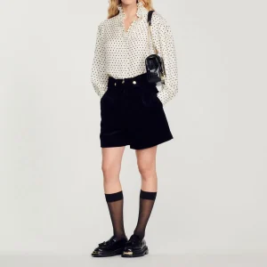 Store Flowing Shirt With Mini Polka-Dot Print Women Tops & Shirts