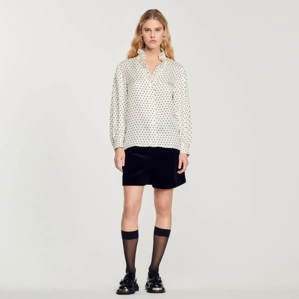 Store Flowing Shirt With Mini Polka-Dot Print Women Tops & Shirts