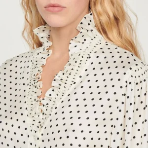 Store Flowing Shirt With Mini Polka-Dot Print Women Tops & Shirts