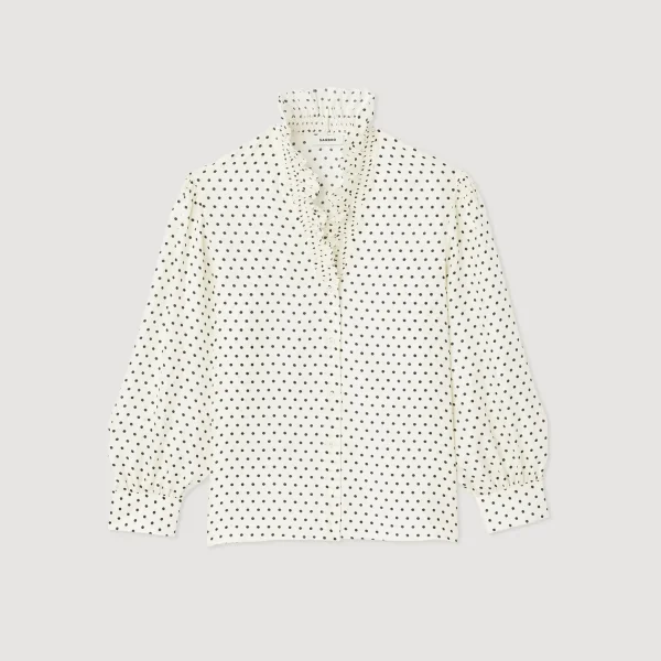 Store Flowing Shirt With Mini Polka-Dot Print Women Tops & Shirts