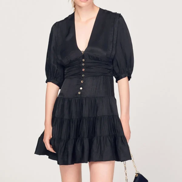 Sale Frilly Dress With Short Sleeves Women Dresses