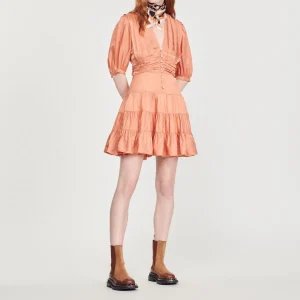 Discount Frilly Dress With Short Sleeves Women Dresses