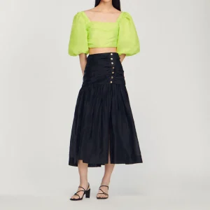 Online Gathered Long Skirt Women Skirts