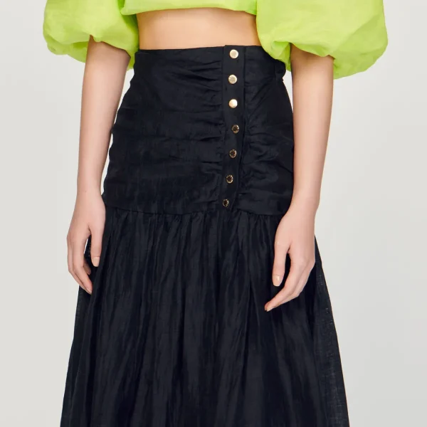 Online Gathered Long Skirt Women Skirts