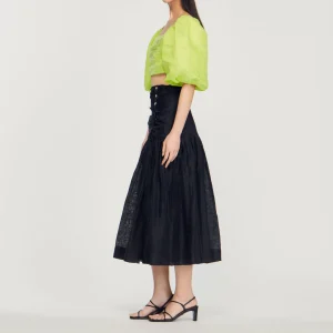 Online Gathered Long Skirt Women Skirts