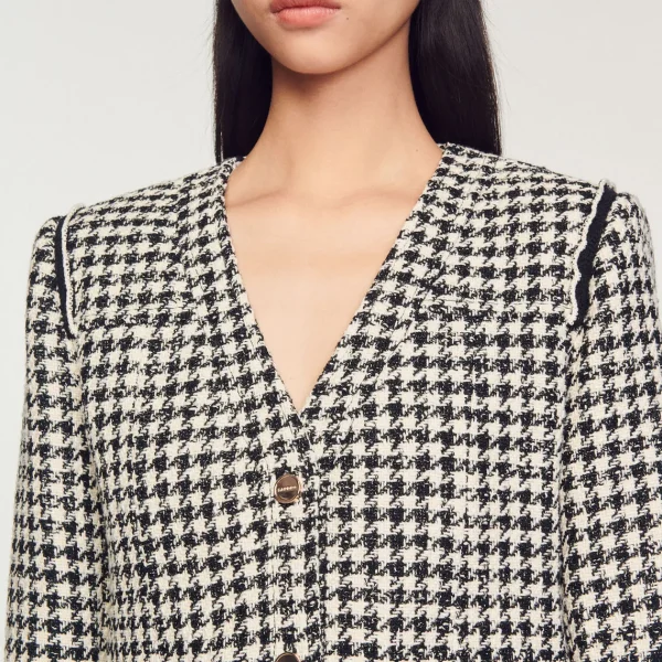 Discount Houndstooth Tweed Jacket Women Jackets & Blazers