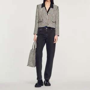 Discount Houndstooth Tweed Jacket Women Jackets & Blazers