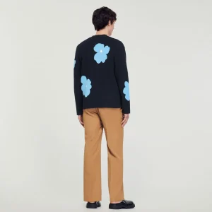 Store Knit Cardigan With Flower Motifs Men Shirts