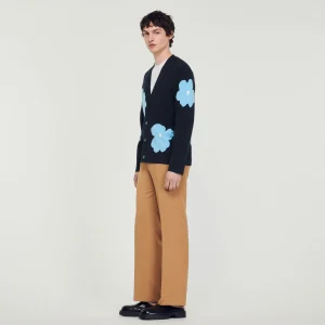 Store Knit Cardigan With Flower Motifs Men Shirts