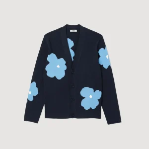 Store Knit Cardigan With Flower Motifs Men Shirts