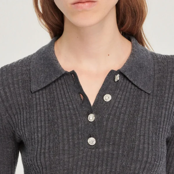 Discount Knit Sweater With Jewel Buttons Women Sweaters & Cardigans