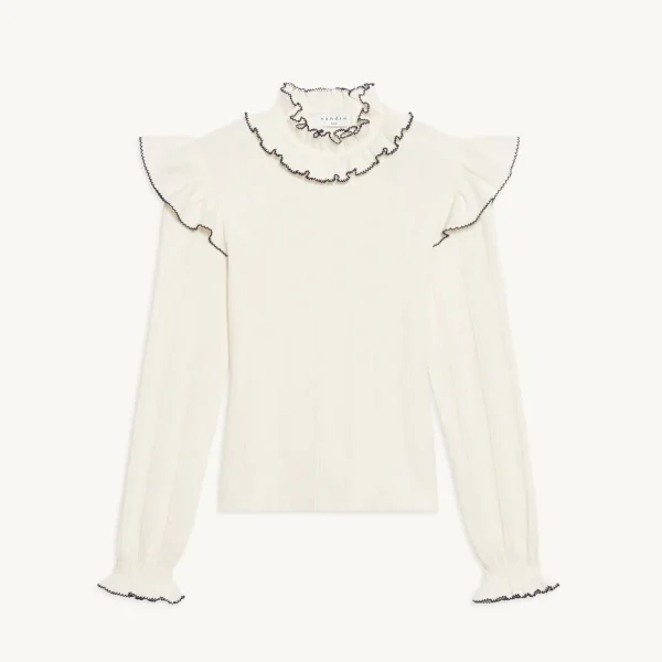 Outlet Knitted T-Shirt With Ruffle Women Tops & Shirts