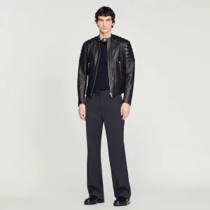 New Leather Jacket With Quilted Trims Men Jackets