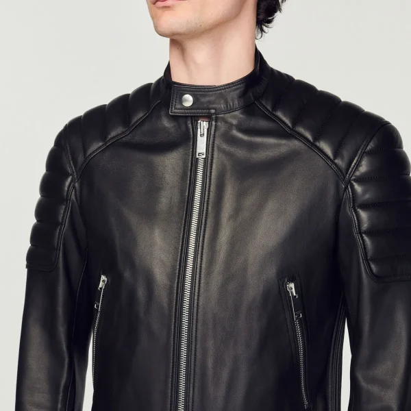 New Leather Jacket With Quilted Trims Men Jackets