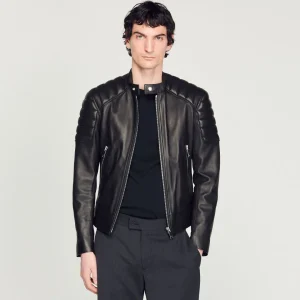 New Leather Jacket With Quilted Trims Men Jackets