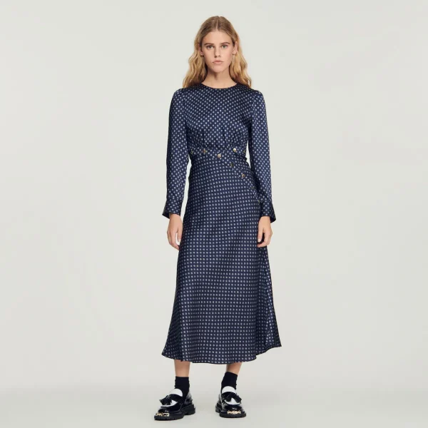 Cheap Long Flowing Dress With Polka-Dot Print Women Dresses