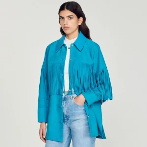 Store Long Fringed Leather Jacket Women Jackets & Blazers