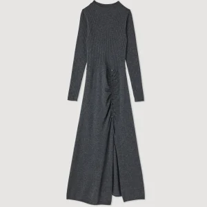 Best Long, Gathered Knit Dress Women Dresses