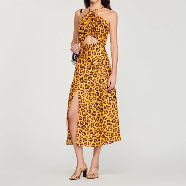 Cheap Long Leopard Print Dress Women Dresses