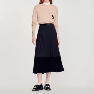 Outlet Long Pleated Wrapover Skirt Women Skirts