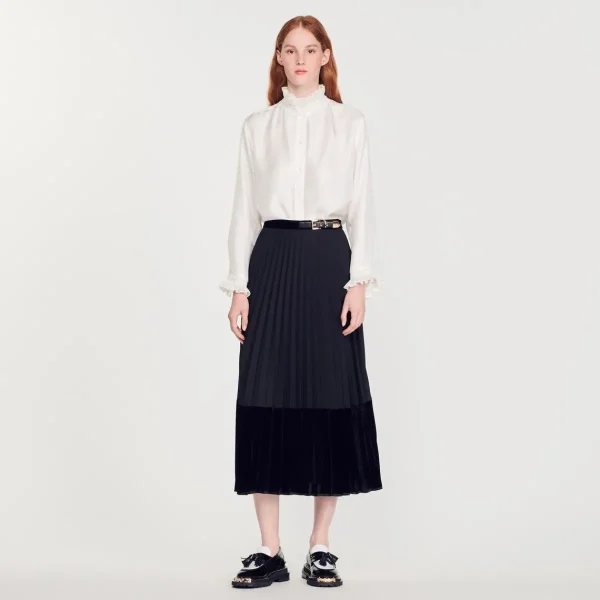 Outlet Long Pleated Wrapover Skirt Women Skirts