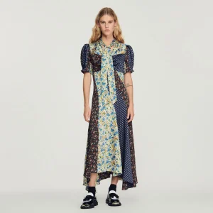 Best Long Printed Dress With Pussy Bow Collar Women Dresses