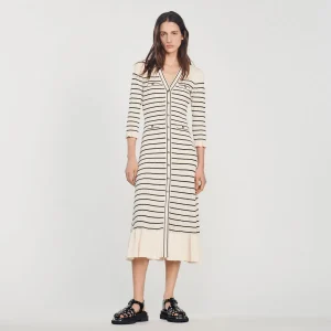 Online Long Sailor-Striped Dress Women Dresses