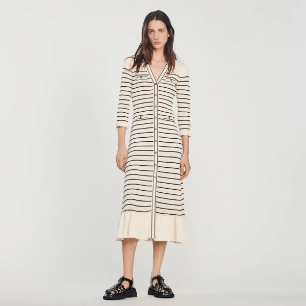 Online Long Sailor-Striped Dress Women Dresses